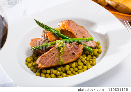 Duck breast with vegetables. Healthy dinner 110831156