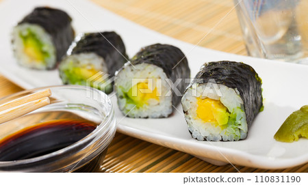 Tasty Maki roll with avocado 110831190