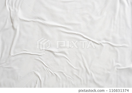 white crumpled and creased paper poster texture background 110831374