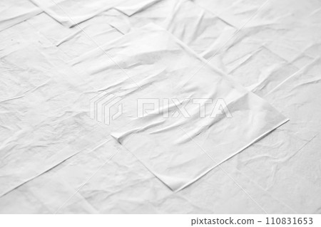 Blank white crumpled and creased paper poster texture 110831653