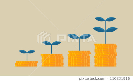 Stack of coins and germination Stack of coins and germination 110831916