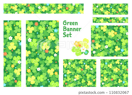 Banner set_clover and flowers Banner set_clover and flowers 110832067