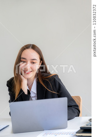 Businesswomen bookkeeper hand use laptop analysis the graph for Setting challenging business goals and ready to achieve target at home office Businesswomen bookkeeper hand use laptop analysis the graph for Setting challenging business goals and ready to achieve target at home office 110832372