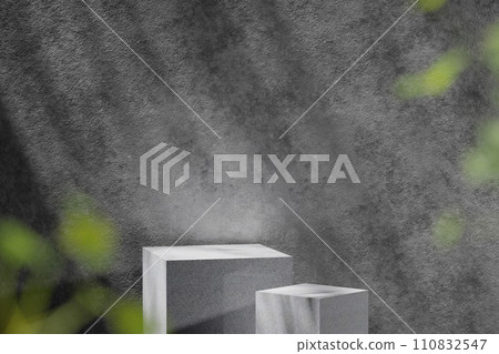 A background rich in shading that you can use in your designs. Textured walls and podium with sunlight shining through. A background rich in shading that you can use in your designs. Textured walls and podium with sunlight shining through. 110832547