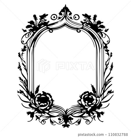 wedding frame ornament vintage illustration sketch hand draw black 110832788