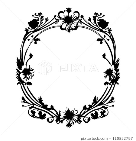 wedding frame ornament vintage illustration sketch hand draw black 110832797