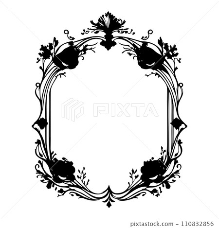 wedding frame ornament vintage illustration sketch hand draw black 110832856