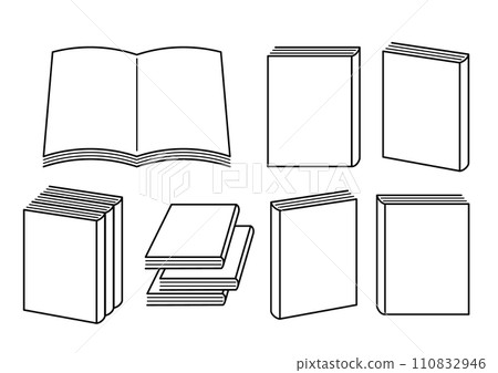 簡單的書黑白線條描插圖集 簡單的書黑白線條描插圖集 110832946
