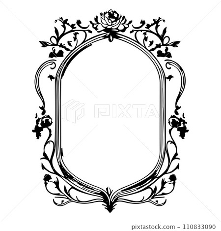 wedding frame ornament vintage illustration sketch hand draw black 110833090
