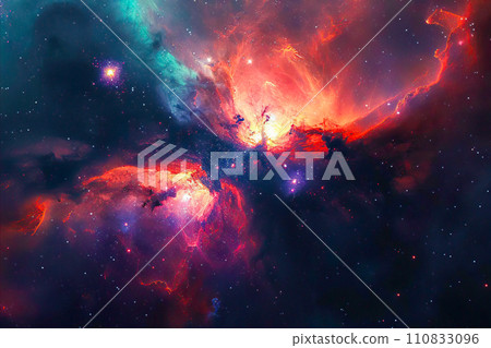 AI-generated content. Colorful Stars in a Vibrant Space 110833096