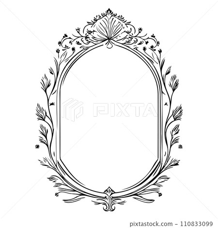 wedding frame ornament vintage illustration sketch hand draw black 110833099