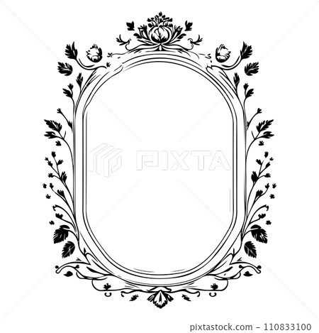 wedding frame ornament vintage illustration sketch hand draw black 110833100