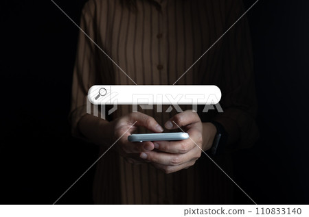 SEO Search engine optimization, Search technology, using mobile phone to search for information, using websites search bar to find the desired information or shopping online. SEO Search engine optimization, Search technology, using mobile phone to search for information, using websites search bar to find the desired information or shopping online. 110833140