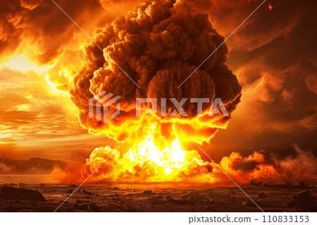 AI-generated content. Massive Mushroom Cloud Explodes, Emitting Thick Smoke AI-generated content. Massive Mushroom Cloud Explodes, Emitting Thick Smoke 110833153