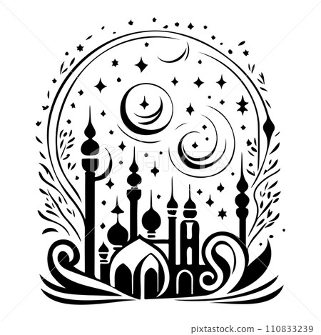 Minaret poster mosque illustration sketch hand draw  110833239