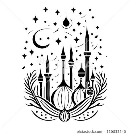 Minaret poster mosque illustration sketch hand draw  110833240
