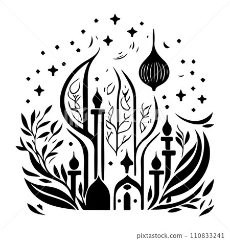 Minaret poster mosque illustration sketch hand draw  110833241