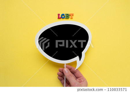 lgbt word from multicolored letters. copy space. 110833571