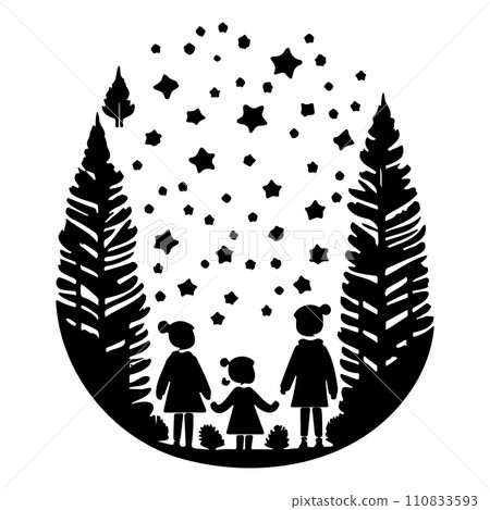 forest friend children watching shooting stars illustration sketch hand draw forest friend children watching shooting stars illustration sketch hand draw 110833593