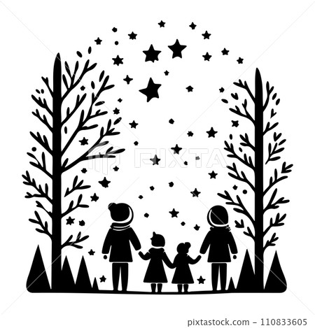 forest friend children watching shooting stars illustration sketch hand draw forest friend children watching shooting stars illustration sketch hand draw 110833605