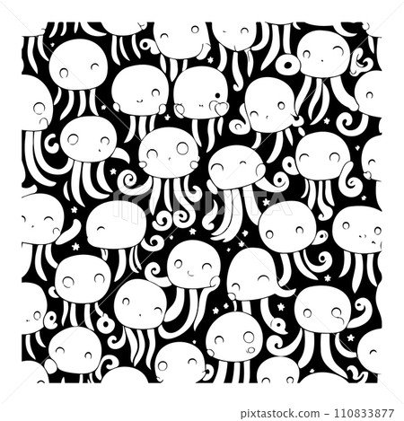 Doodle kids cartoon octopus seamless pattern illustration sketch hand draw Doodle kids cartoon octopus seamless pattern illustration sketch hand draw 110833877
