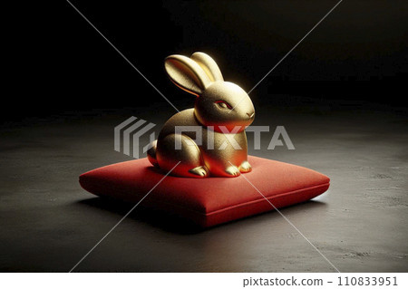 Precious metal zodiac figurine rabbit 110833951