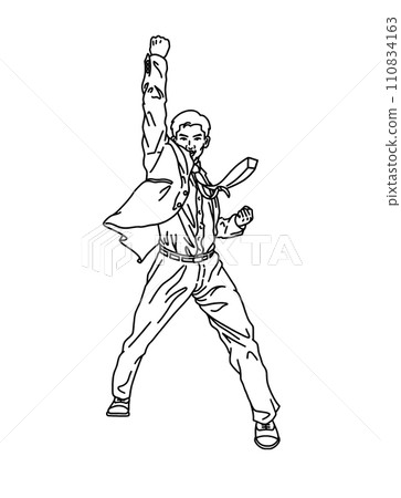 Office worker raising his fist (line drawing) Office worker raising his fist (line drawing) 110834163