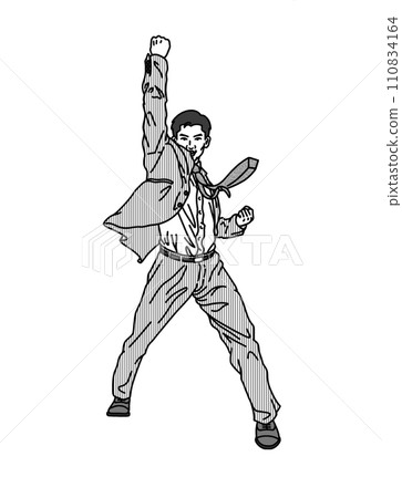 Office worker raising his fist (monochrome) Office worker raising his fist (monochrome) 110834164