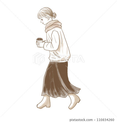 A woman drinking coffee 110834260
