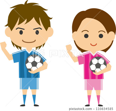 Image illustration of soccer players (male and female set) 110834585