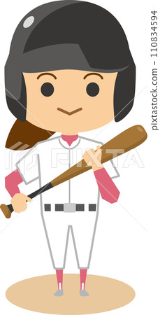 Image illustration of a female baseball player holding a bat Image illustration of a female baseball player holding a bat 110834594