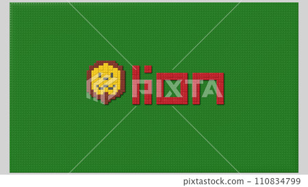 A dot picture of a lion and the word “lion” assembled with LEGO-style blocks A dot picture of a lion and the word “lion” assembled with LEGO-style blocks 110834799