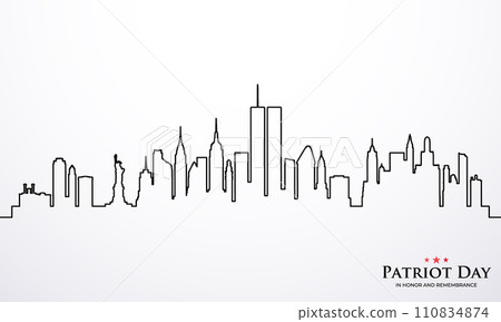 New York City Skyline One line style. New York City Skyline One line style. 110834874