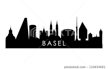 Basel skyline silhouette. Basel skyline silhouette. 110834881