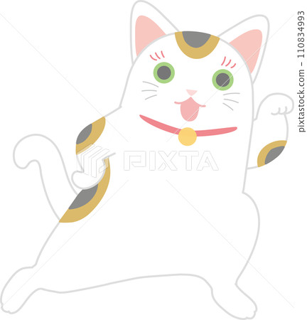 Maneki Neko_Calico Maneki Cat_Wota dance inviting with the left hand_Dancing Maneki Neko Maneki Neko_Calico Maneki Cat_Wota dance inviting with the left hand_Dancing Maneki Neko 110834993