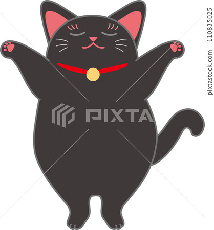Maneki Neko_Black Maneki Cat_Holding both hands_Stretch your back and close your eyes and Banzai_Dancing Maneki Neko Maneki Neko_Black Maneki Cat_Holding both hands_Stretch your back and close your eyes and Banzai_Dancing Maneki Neko 110835025