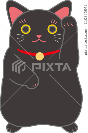 Beckoning cat _ Black maneki cat _ Left hand maneki _ Inviting guests Beckoning cat _ Black maneki cat _ Left hand maneki _ Inviting guests 110835042