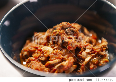 Canned mackerel in tomato sauce 110835249
