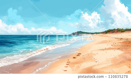 熱帶島嶼海灘和藍天的插圖 110835278