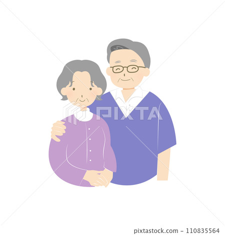老夫婦溫馨舒緩插畫 老夫婦溫馨舒緩插畫 110835564