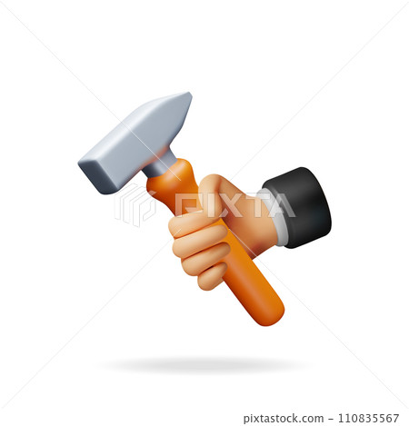 3d Hammer Tool in Hand Isolated 3d Hammer Tool in Hand Isolated 110835567