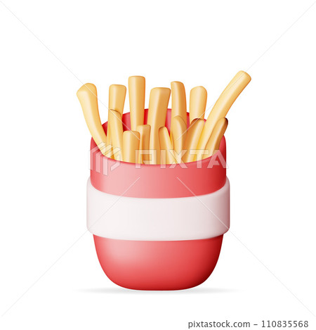 3D French Fries in Red Paper Box 3D French Fries in Red Paper Box 110835568