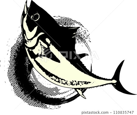 Jumping tuna and brush sumi-e 110835747