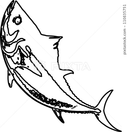 Line drawing of a jumping tuna 110835751