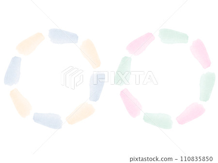Set of colorful circular frames painted in watercolor 110835850