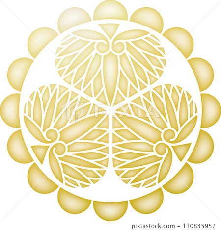 Family crest Takasu three hollyhock [gold] 110835952