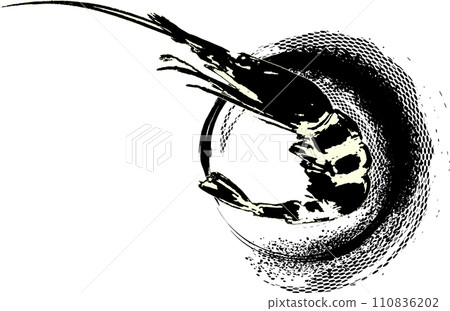 用墨水繪製的藝術蝦插圖 110836202