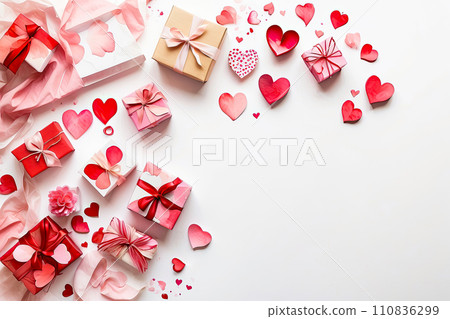 Watercolor box with Valentine's day gift and hearts on a white background. Love background, greeting card, date invitation, wedding. The banner with copy space. AI generated Watercolor box with Valentine's day gift and hearts on a white background. Love background, greeting card, date invitation, wedding. The banner with copy space. AI generated 110836299