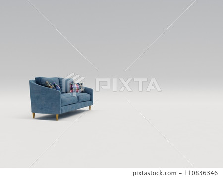 [3DCG] Sofa and cushion with horizontal background 110836346