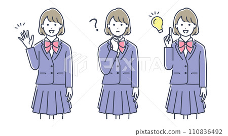 穿著校服的女學生向量圖素材 110836492